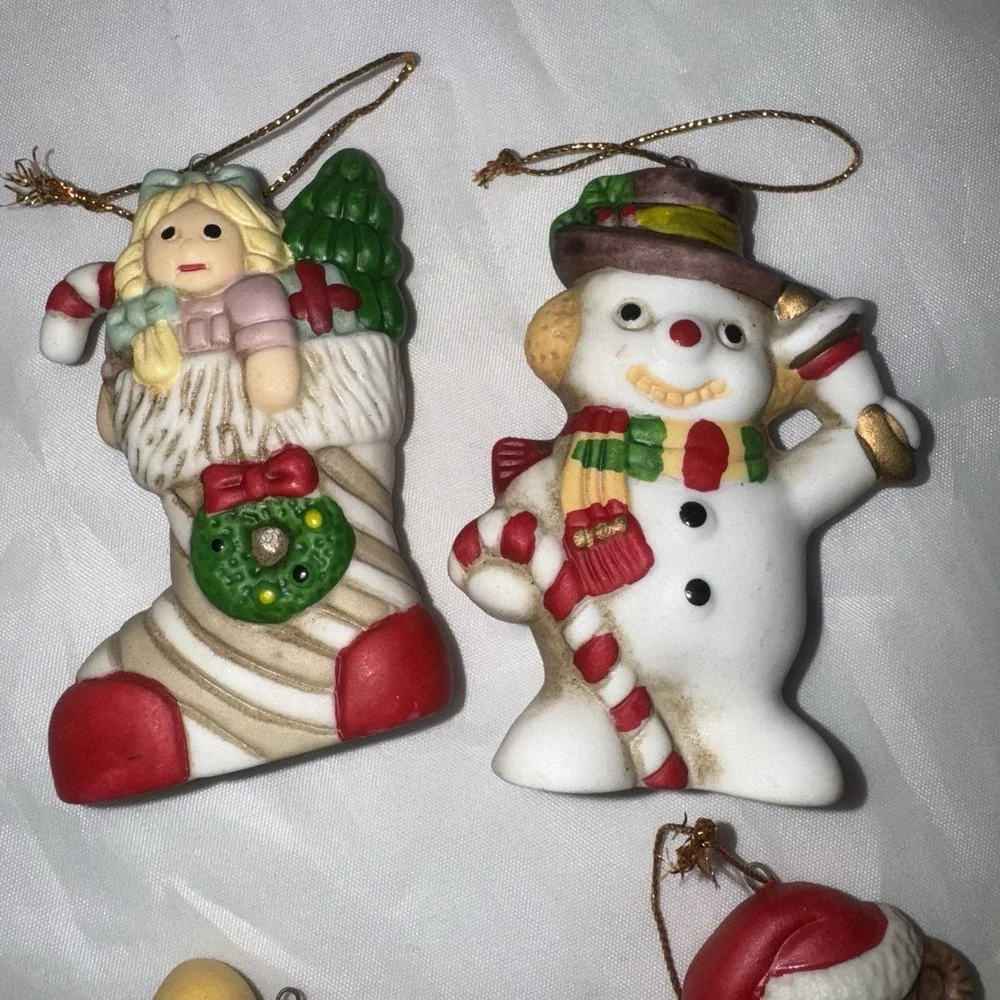 12 Various Vintage Ceramic Christmas‎ Ornaments